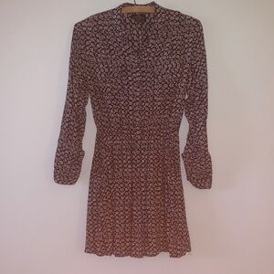 Angie Black and White Floral Long Sleeve Dress